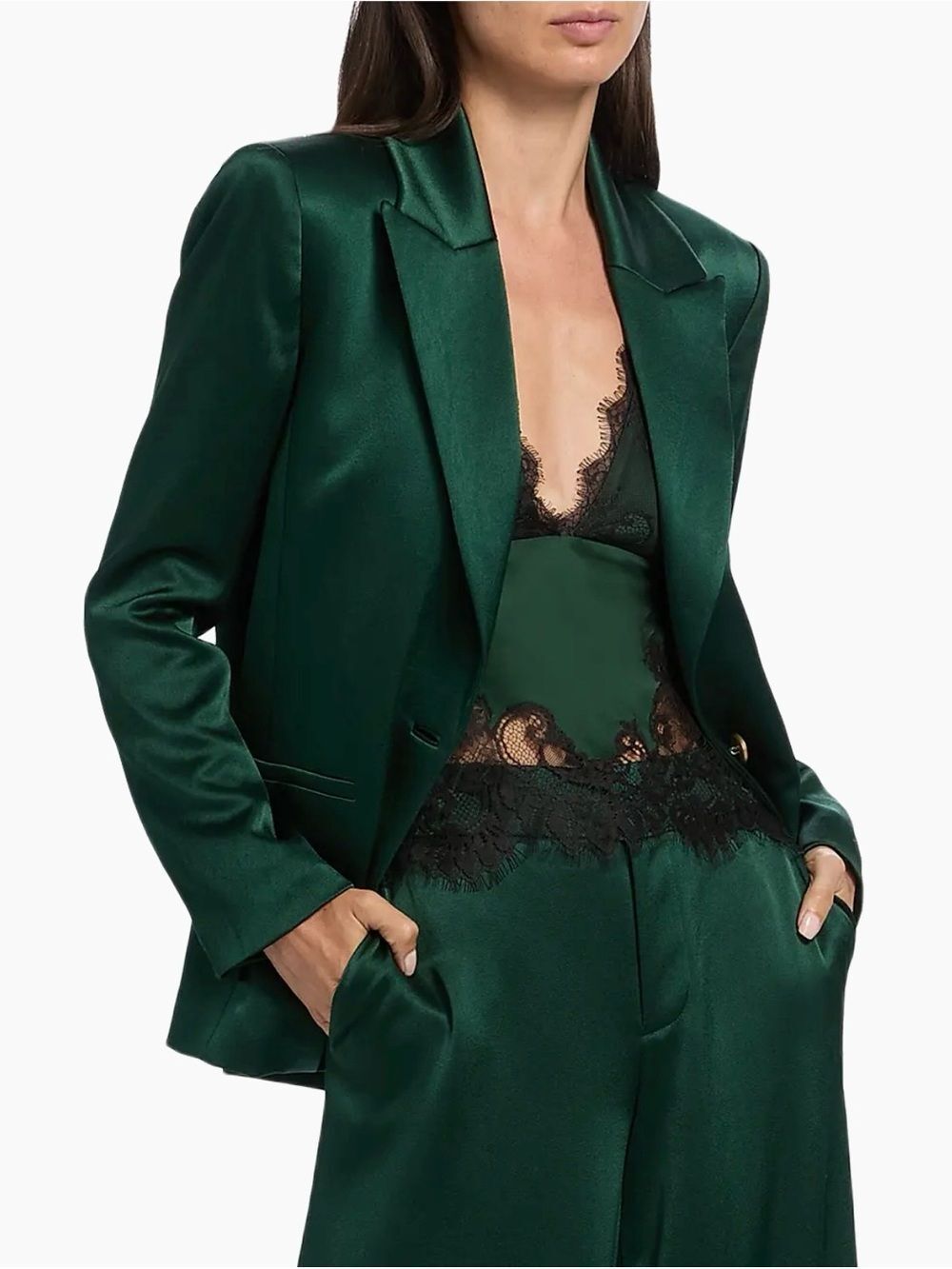 ALICE + OLIVIA Silas Satin Single-Breasted Blazer size 0